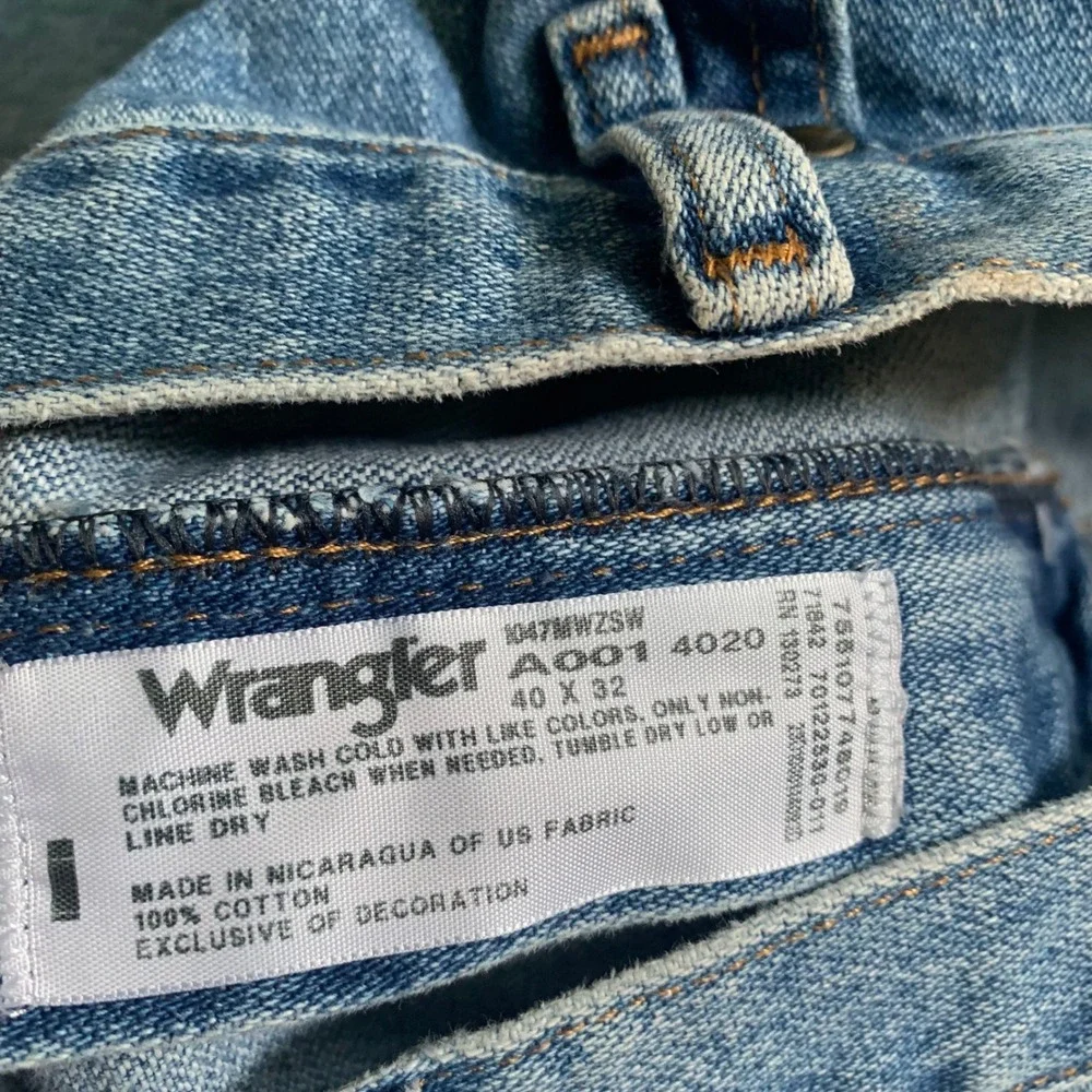 Wrangler 40x32 Jeans Medium Wash 47MWZ Regular Fit Straight Leg Cowboy Cut Denim